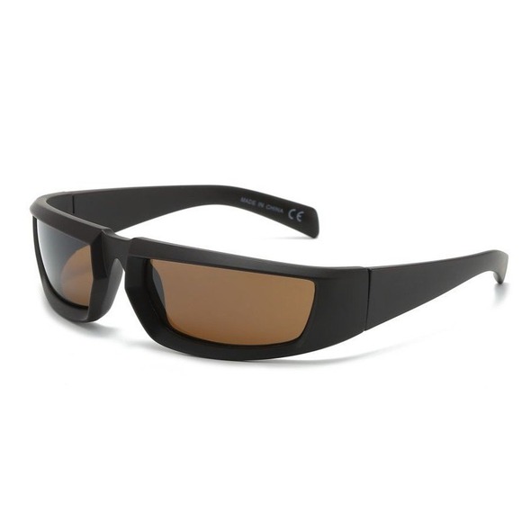 Sunglasses Fashion Designer Brown Frame Lens Shield New Wrap Around Light Weight - Picture 1 of 1